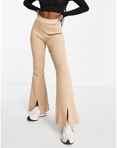Трикотажные расклешенные брюки с разрезами спереди от комплекта Fashion union