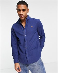 Темно синяя оксфордская рубашка с маленьким 3D логотипом Abercrombie & fitch