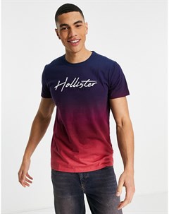 Бордовая футболка с эффектом омбре Hollister