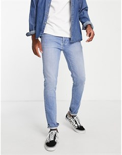 Эластичные зауженные джинсы пудрового синего цвета Topman