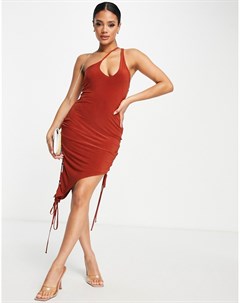 Платье миди темного рыжего цвета со шнуровкой по бокам Missy Empire Missyempire