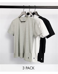 Набор из 3 футболок для дома черного серого белого цветов с логотипом Polo ralph lauren