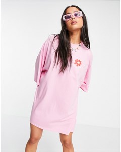Розовое платье футболка с надписью Not Today Skinnydip