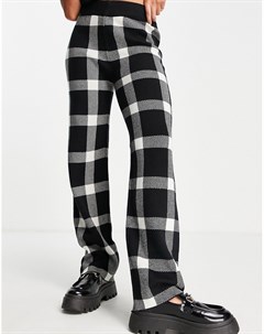 Трикотажные брюки в черно белую клетку от комплекта Vero moda