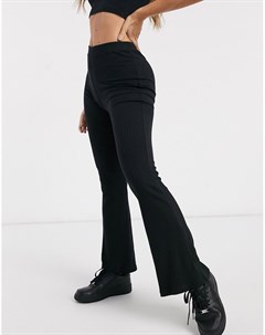 Черные расклешенные брюки в рубчик Asos design