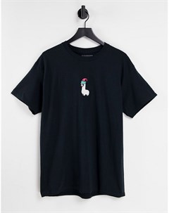 Новогодняя футболка с принтом ламы New love club