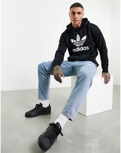 Худи черного цвета с логотипом трилистником adicolour Adidas originals