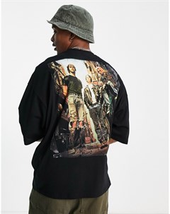 Черная oversized футболка с принтами Nirvana на груди и спине Asos design