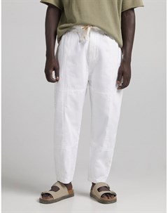 Белые фактурные oversized брюки Bershka