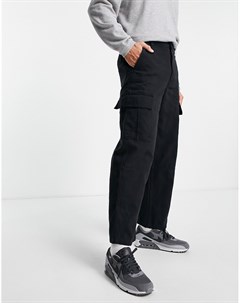 Брюки черного цвета с широкими штанинами и карманами карго Asos design