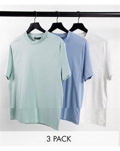 Комплект из 3 разноцветных футболок из органического хлопка с круглым вырезом Asos design