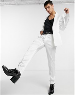 Блестящие белые брюки скинни под смокинг Asos design