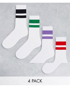 Набор из 4 пар белых спортивных носков Bershka