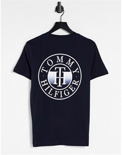 Темно синяя футболка с принтом деграде Tommy hilfiger
