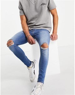 Эластичные супероблегающие джинсы выбеленного оттенка с разрывами на коленях Asos design