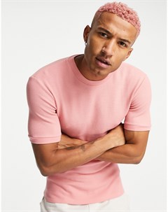 Розовая футболка с вафельной текстурой Asos design