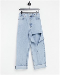 Выбеленные oversized джинсы в винтажном стиле со рваной отделкой Topshop