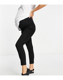 Черные укороченные зауженные джинсы с эластичной вставкой для животика и рваной отделкой Cotton:on maternity