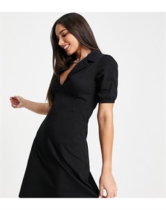 Черное чайное платье мини с воротником ASOS DESIGN Tall Asos tall