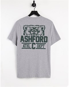 Серая меланжевая футболка из органического хлопка с принтом тигра в университетском стиле Asos design