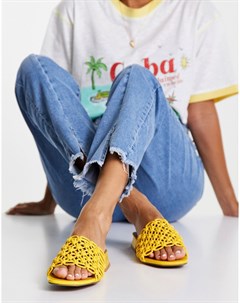 Желтые плетеные сандалии мюли Flexion Asos design