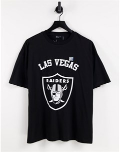 Черная oversized футболка с принтом команды НФЛ Raiders Asos design