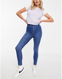 Синие зауженные джинсы в стиле диско New look