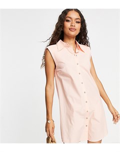 Персиково розовое платье рубашка мини из органического хлопка без рукавов Y.a.s petite