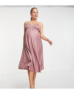Розовое платье макси со сборками на лифе и тонкими бретельками ASOS DESIGN Maternity Asos maternity