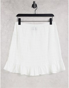 Белая присборенная мини юбка из жатого материала Asos design