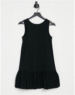 Черное платье с короткими рукавами оборкой по краю и V образным вырезом на спине Asos design