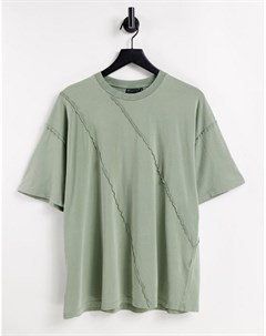 Oversized футболка цвета хаки с наружными швами Asos design
