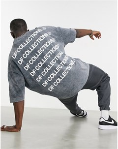 Черная выбеленная футболка в стиле oversized с логотипом спереди и сзади ASOS Dark Future Asos design