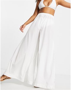 Белые пляжные брюки с широкими штанинами Asos design
