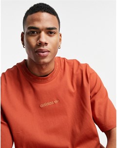 Окрашенная футболка в рубчик выгоревшего оранжевого цвета Premium Sweats Adidas originals