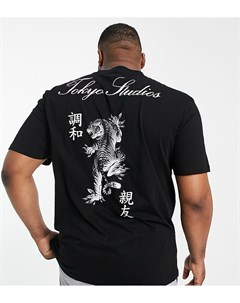 Черная футболка с принтом тигра и надписи Tokyo Big Tall River island