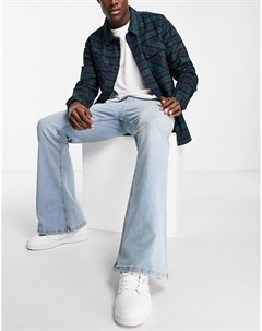 Светлые выбеленные расклешенные джинсы из эластичной ткани Topman