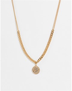 Золотистое ожерелье цепочка с монеткой Monki