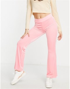 Ярко розовые расклешенные брюки из переработанного бархата от комплекта Monki