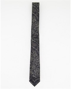 Узкий черный с золотистым галстук со звериным принтом Asos design
