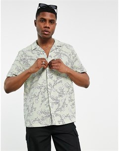 Свободная рубашка из материала под лен с отложным воротником и цветочным принтом Asos design