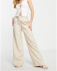 Бежевые классические брюки с широкими штанинами от комплекта x Perrie Sian In the style
