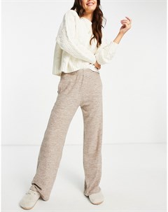 Бежевые трикотажные брюки с широкими штанинами от комплекта Vero moda