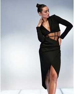 Черное платье смокинг с корсетом из 2 вещей Asos design