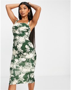 Платье футляр миди в корсетном стиле со сборками на лифе и цветочным принтом Asos design