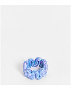Массивное пластиковое кольцо оригинальной формы с мраморным эффектом сиреневого и голубого цветов AS Asos curve