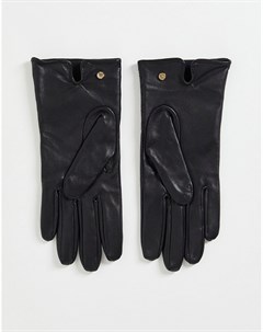 Черные кожаные перчатки со стеганой вставкой Paul costelloe