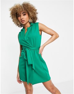Зеленое платье блейзер без рукавов Flounce london