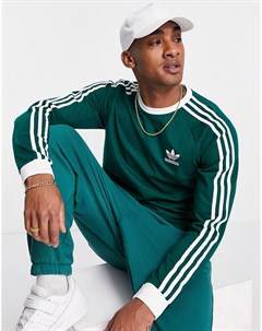 Лонгслив университетского зеленого цвета с тремя полосками adicolor Adidas originals