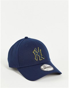 Кепка темно синего и желтого цветов с контурным логотипом команды NY Yankees 9FORTY New era